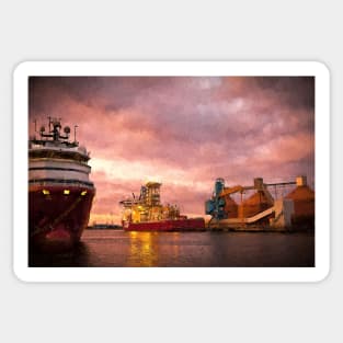 Port of Blyth at dusk with Artistic Filter Sticker